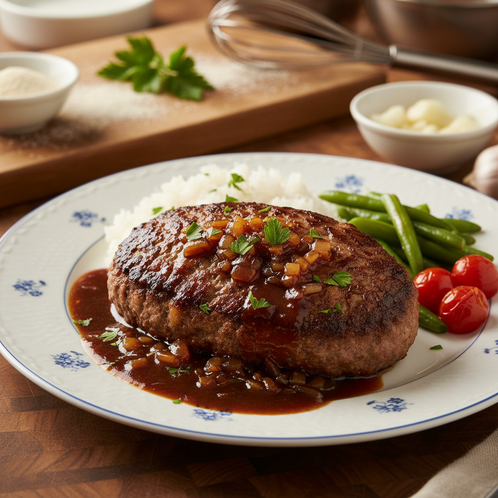 Japanese Hamburger Steak Recipe recipe photo - Japanese Hamburger Steak Recipe by Jan